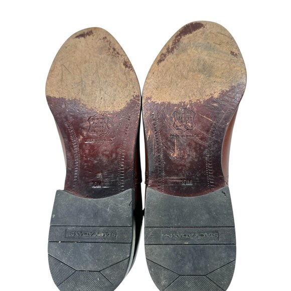 Stacy Adams 80's Vintage Mens Size 10 M Brown Leather Cap Toe Dress Shoes - Picture 6 of 9